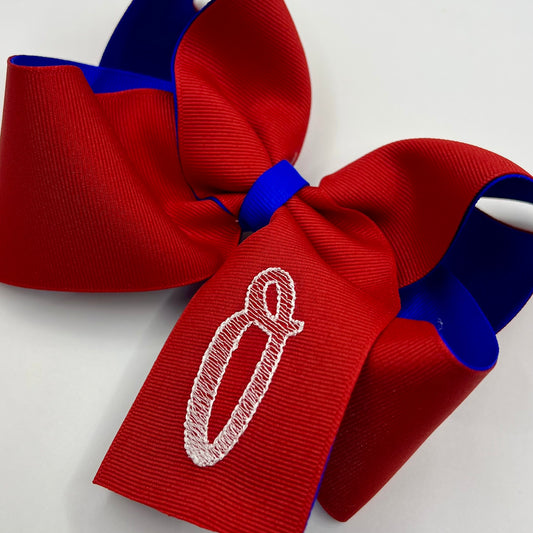 Big Embroidered Initial Twisted Hair Bow
