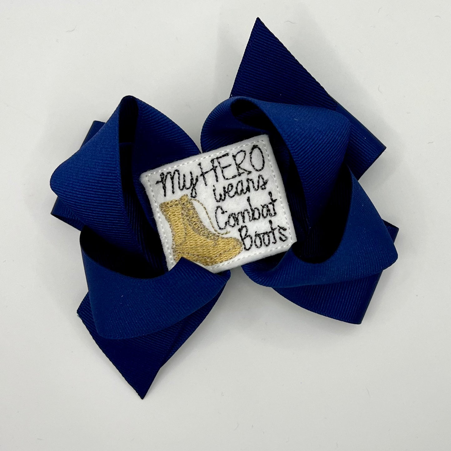 My Hero Wears Combat Boots - Feltie Hair Bow