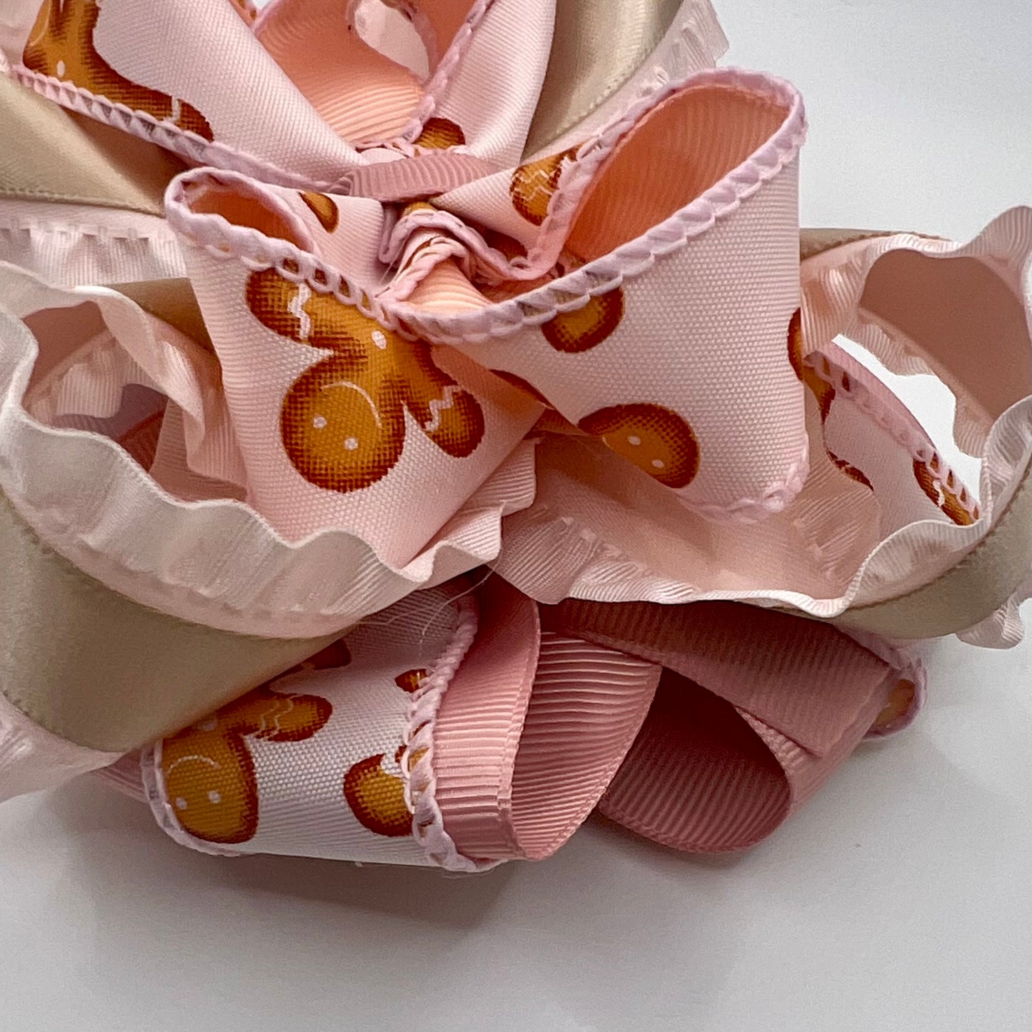 Mauve gingerbread cookie hair bow