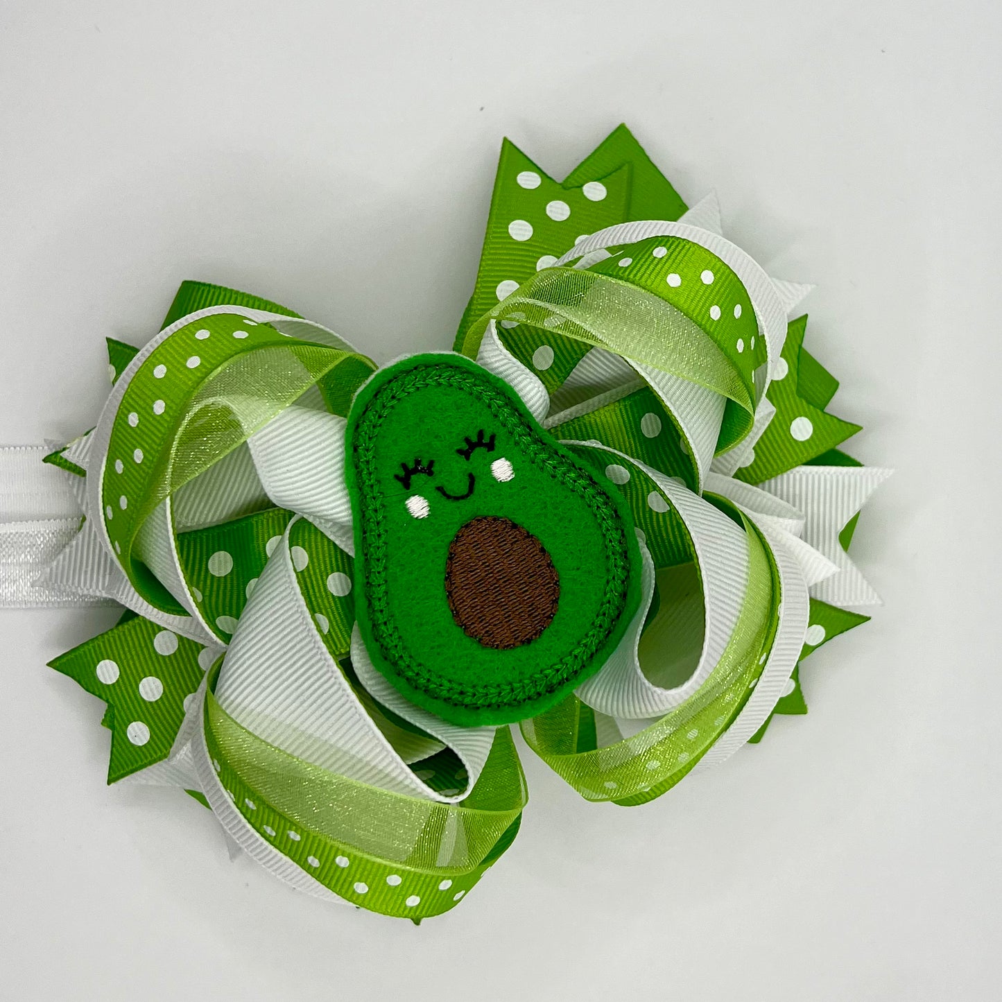 Avocado feltie bow on headband