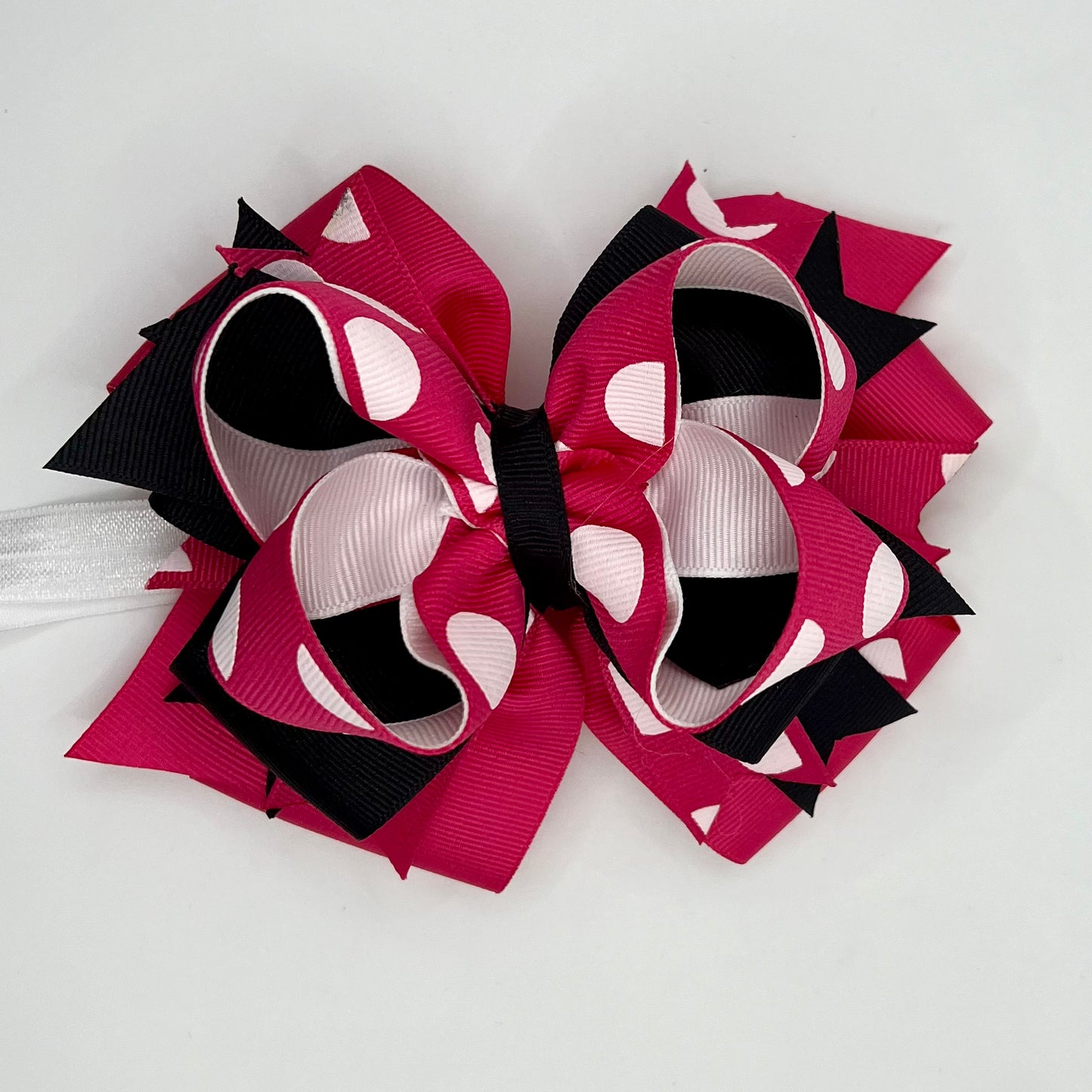 Hot pink polkadot headband