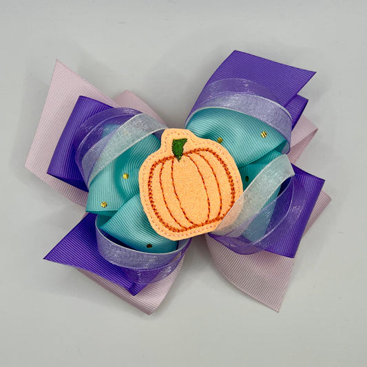 Pastel Halloween Hair Bow - Pumpkin Feltie