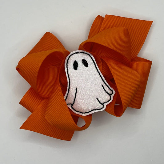 Halloween Hair Bow - Glitter Ghost feltie