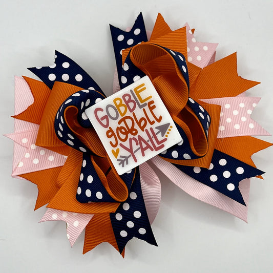 Thanksgiving Hair Bow - Gobble Gobble Y'all