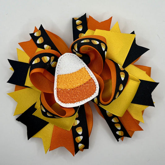 Halloween Hair Bow - Candy Corn