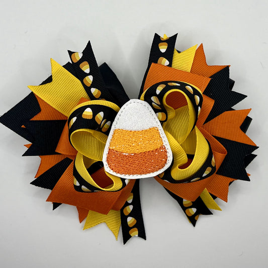 Halloween Hair Bow - Candy Corn