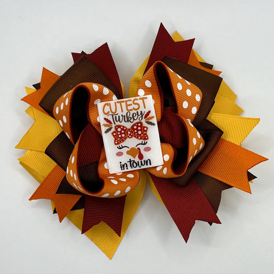 Thanksgiving Hair Bow - Cutest turkey