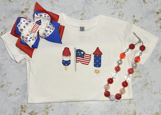 Fourth of July Embroidered T-shirt
