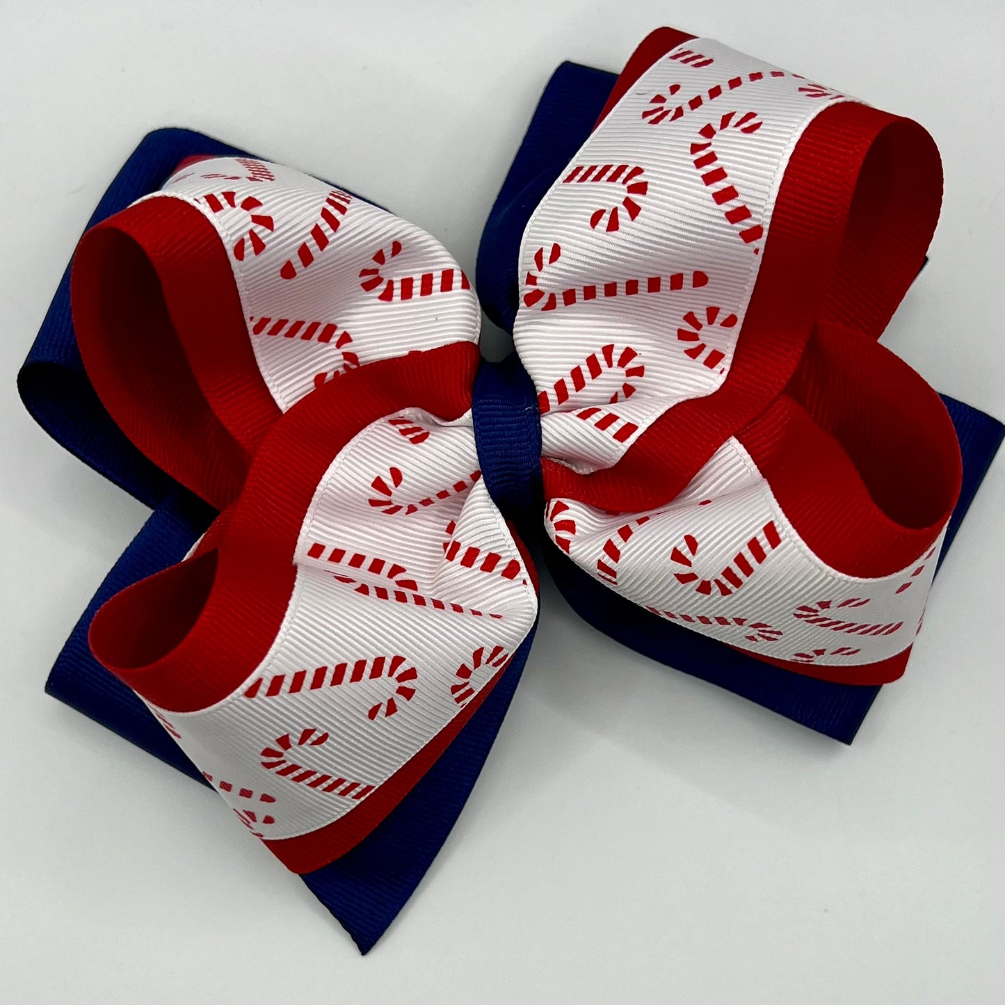 Candy Cane and Navy Hair Bow