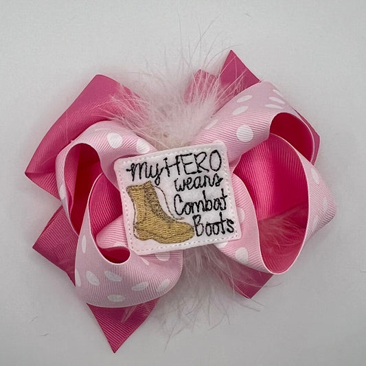 My Hero Wears Combat Boots - Feltie Hair Bow