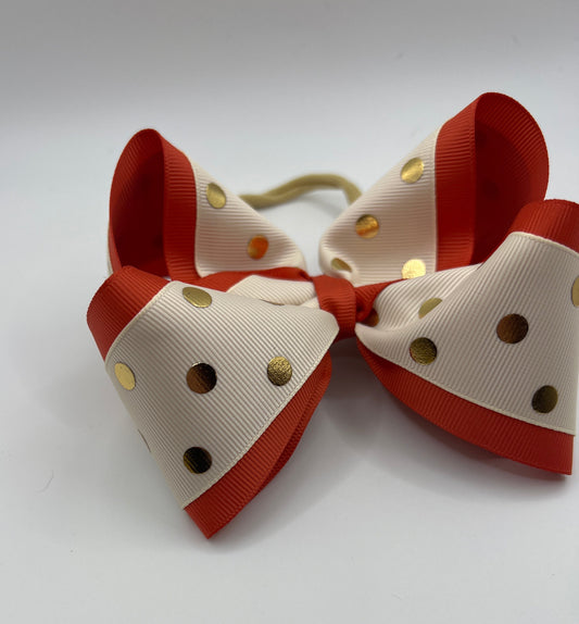 Burnt orange and ivory with gold dots