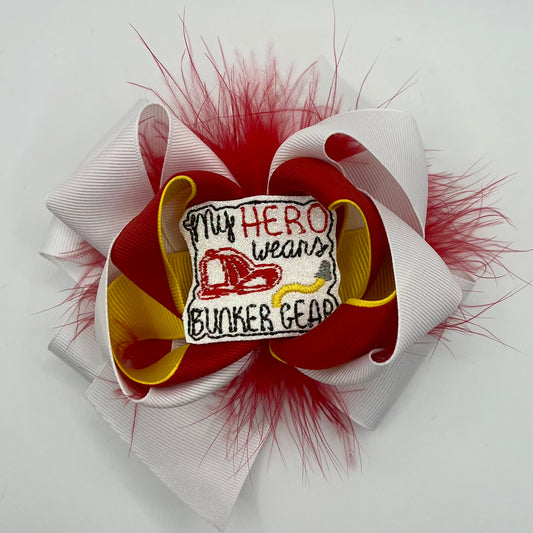 My Hero Wears Bunker Gear - Feltie Hair Bow
