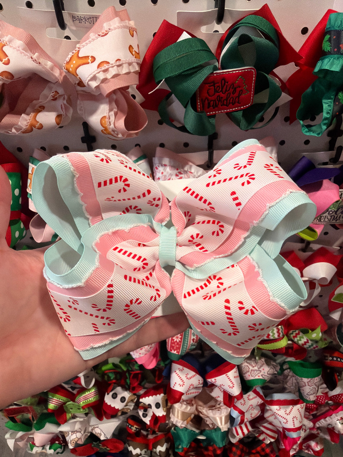 Layered Pastel Candy Cane Bow