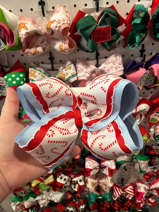 Candy cane hair bow