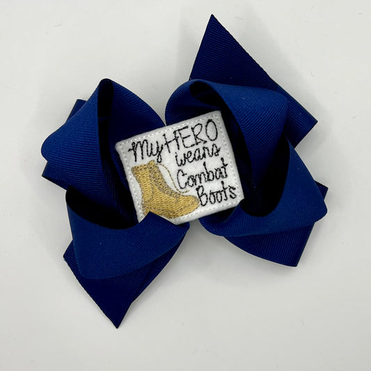 My Hero Wears Combat Boots - Feltie Hair Bow