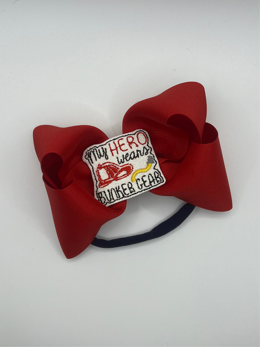 My Hero Wears Bunker Gear - Feltie Hair Bow