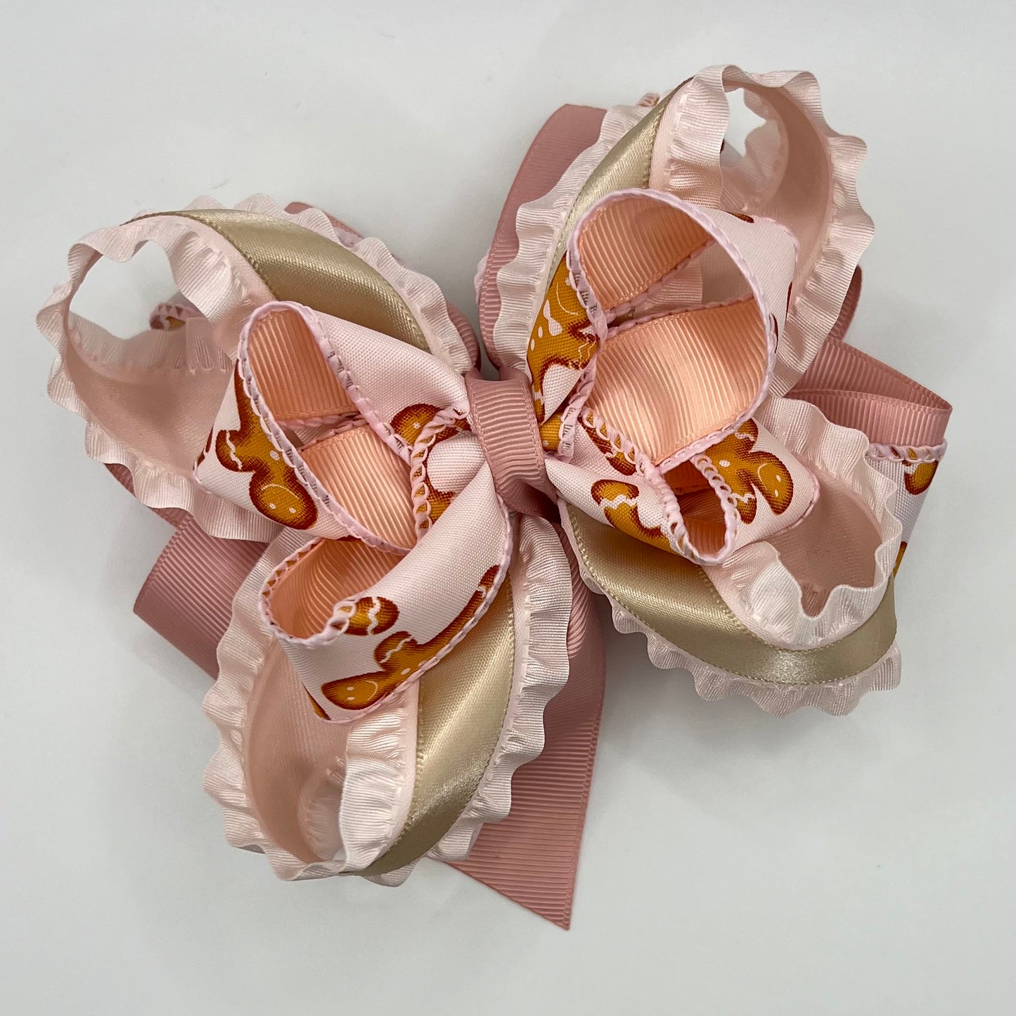 Mauve gingerbread cookie hair bow