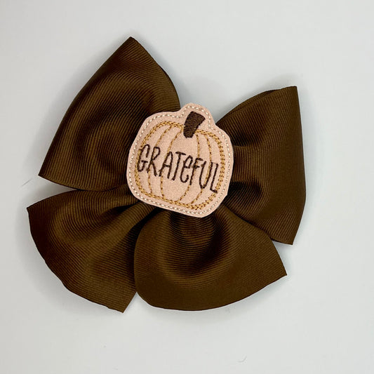 Grateful pumpkin feltie bow