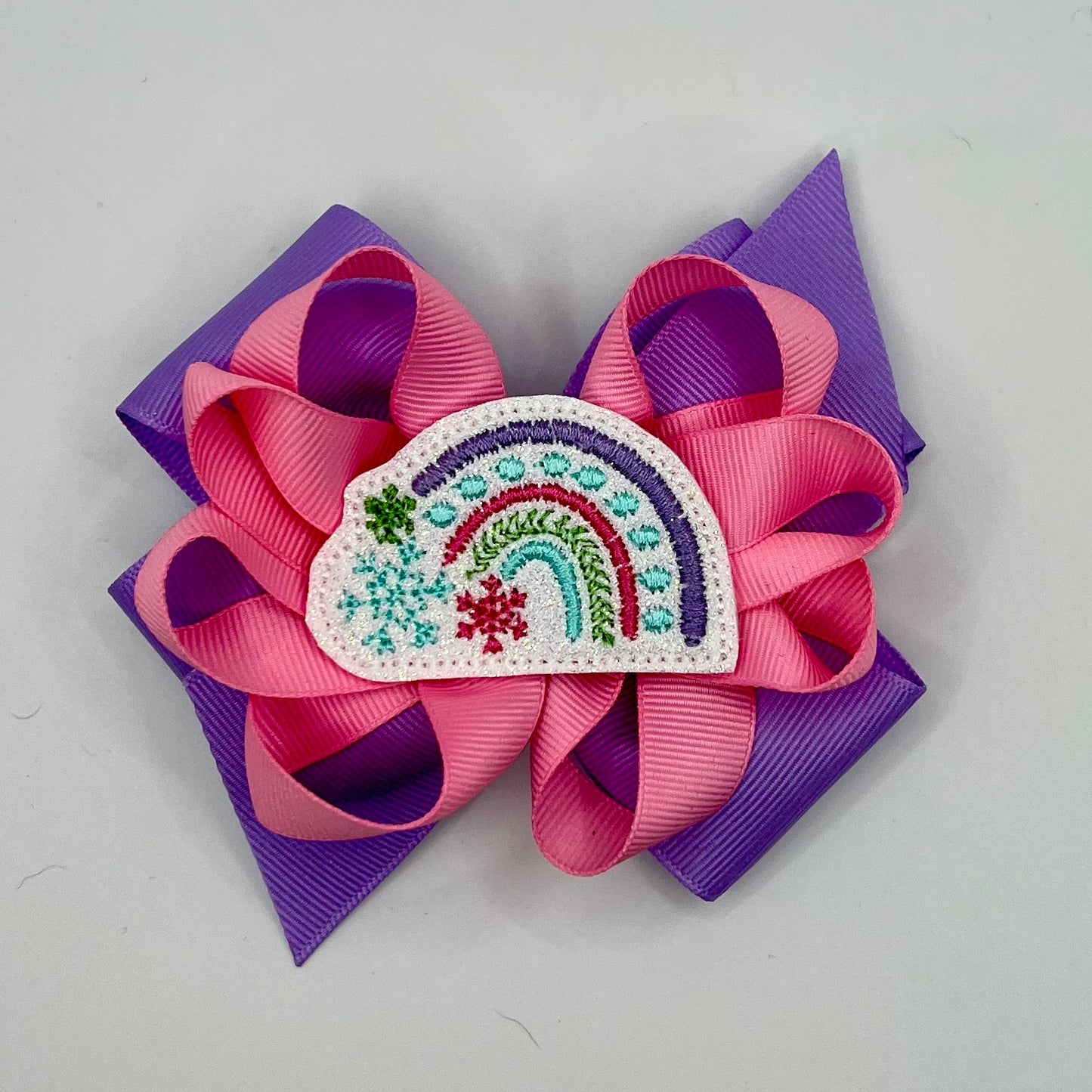 Snowflake Rainbow Feltie Hair Bow