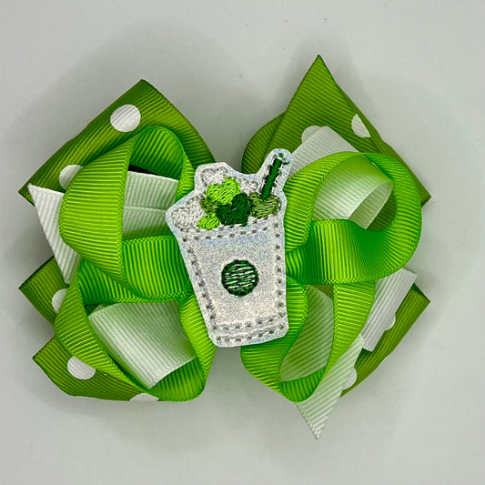 St. Patrick’s Day feltie coffee hair bow￼