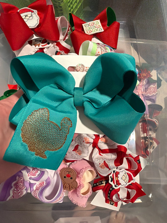Embroidered turkey bow