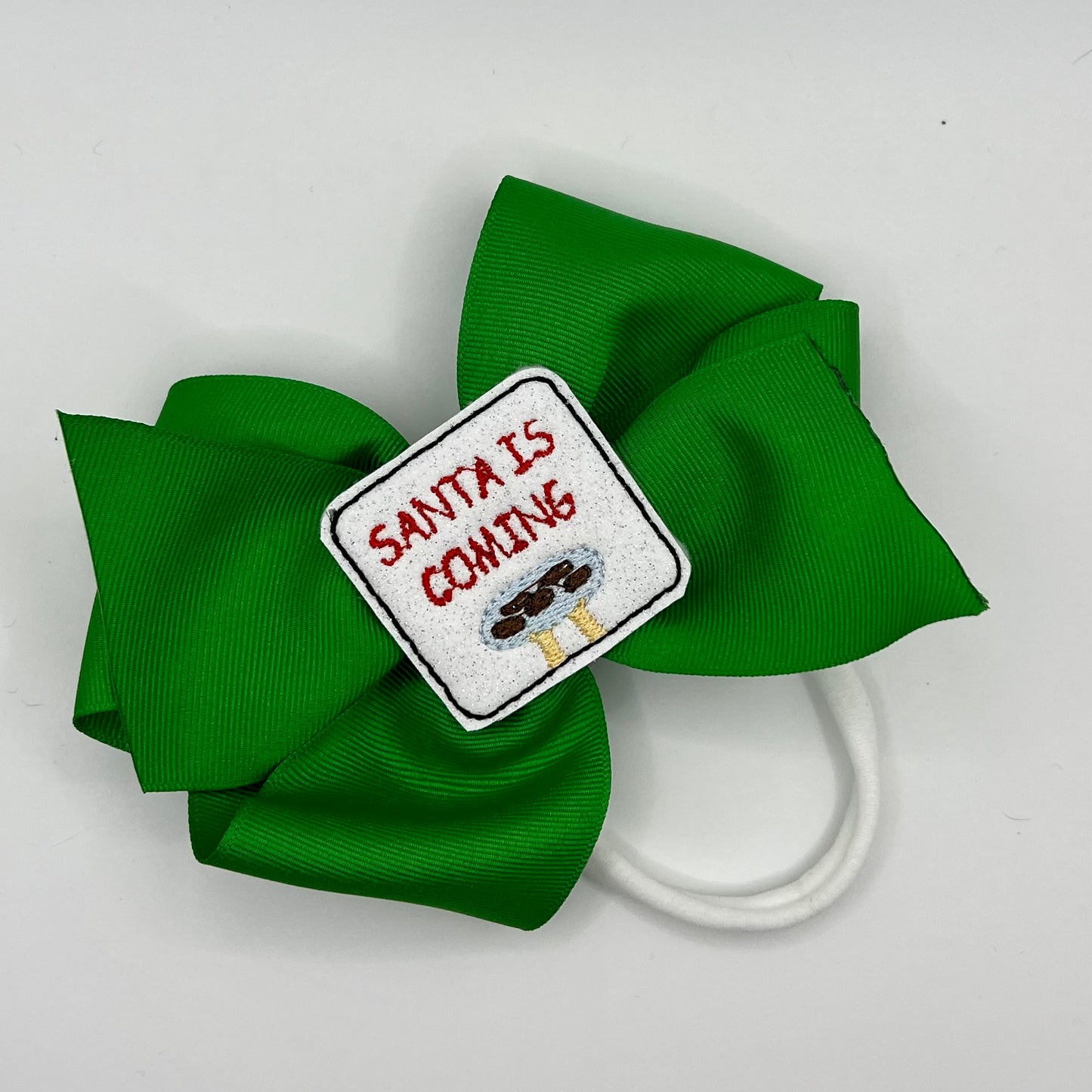 Santa is coming feltie nylon headband