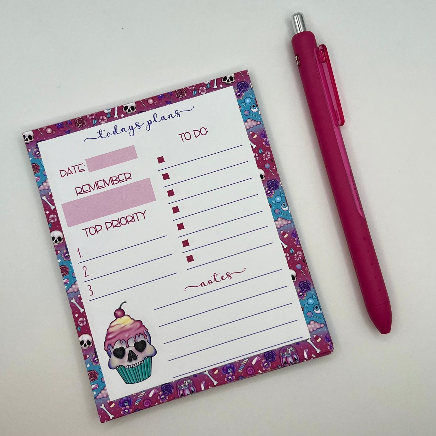 Plans for Today Skull Cupcake Notepad