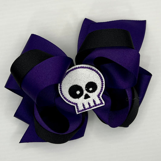 Glitter skull feltie bow