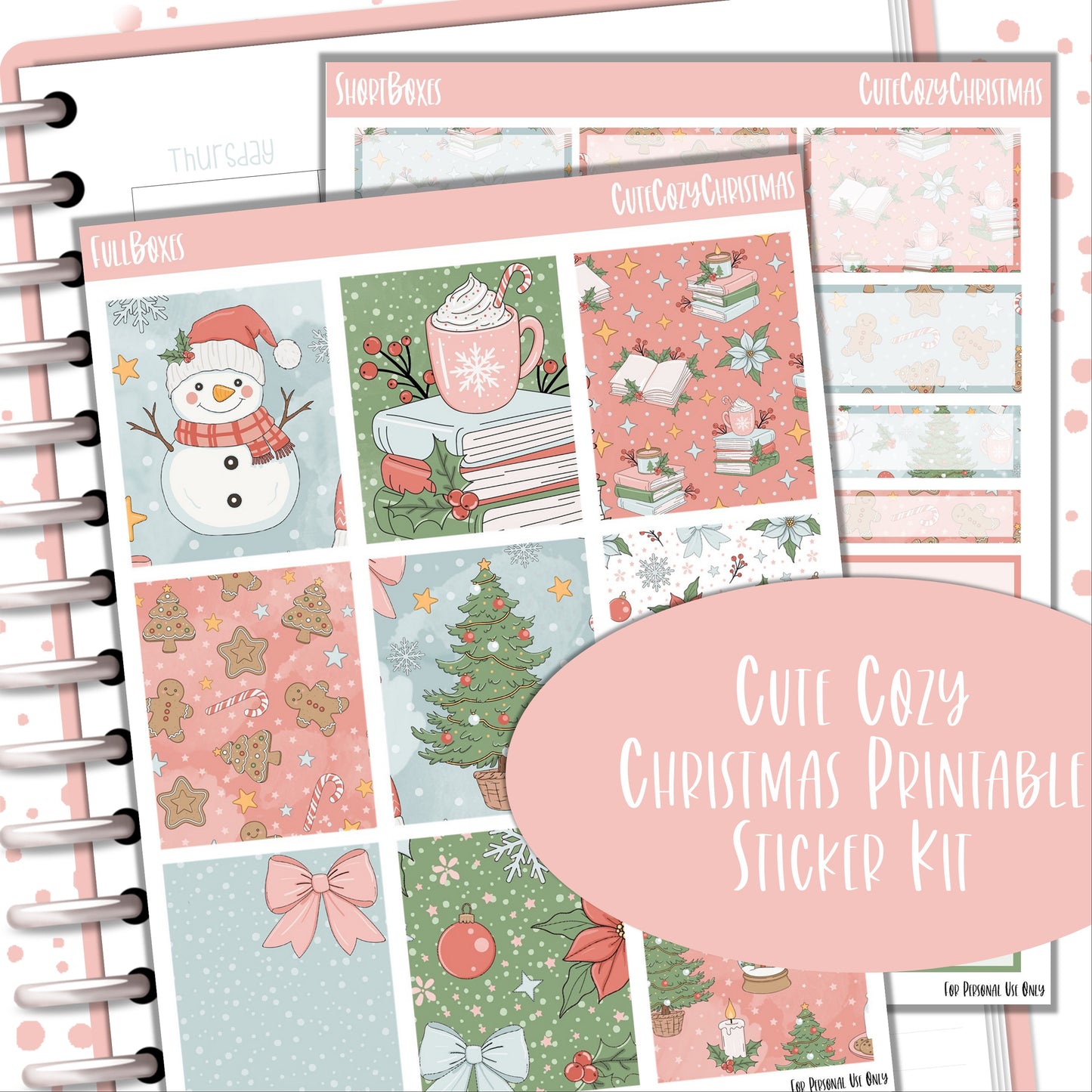 Printable Sticker Kit - Cozy Cute Christmas