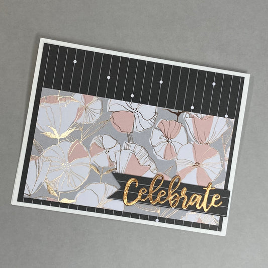 Rose Gold Peonies Greeting Cards